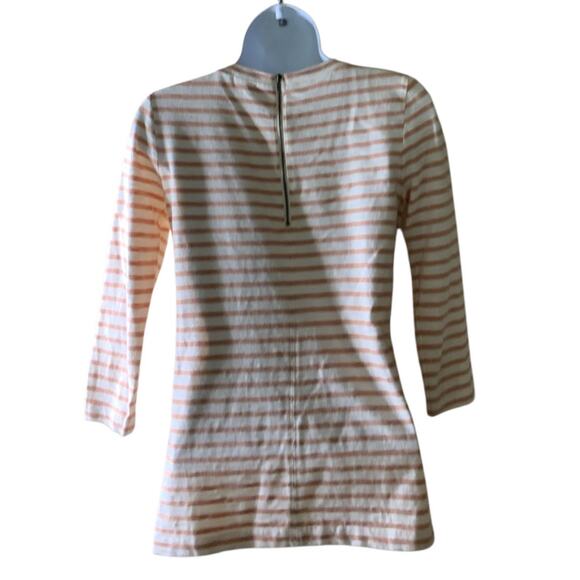 J Crew Striped Top Womens XXS 3/4 Sleeve Crewneck Rhinestone Back Zip Pullover - Picture 4 of 7